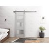 Sartodoors Sturdy Barn Door 18 x 80in, Light Grey Oak W/ Frosted Glass, SS 6.6FT Rail Hangers Heavy Set SETE6933BD-S-OAK-18